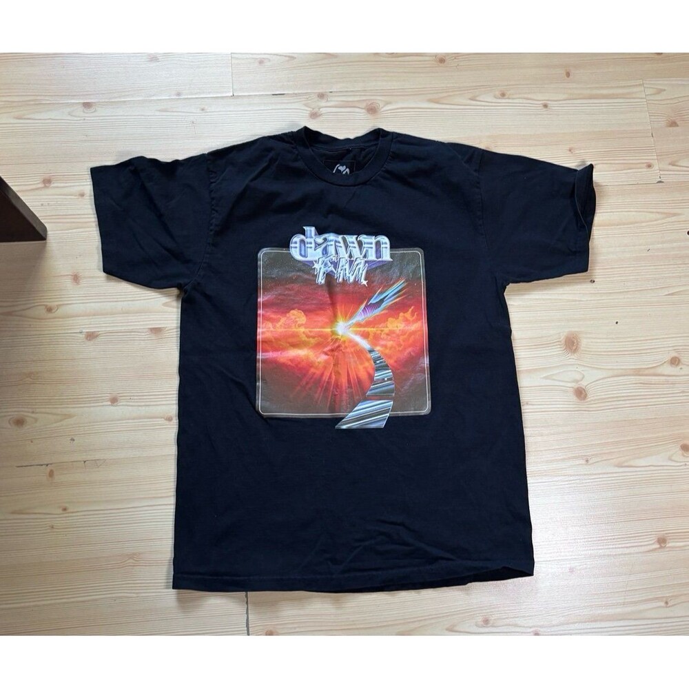 The Weeknd Dawn FM XO T Shirt Black Size Large Vinyl Cover Print Short Sleeve